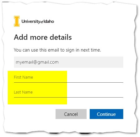 Self-Service Login Screen
