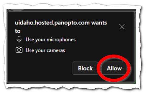 Allow button circled on permission request window